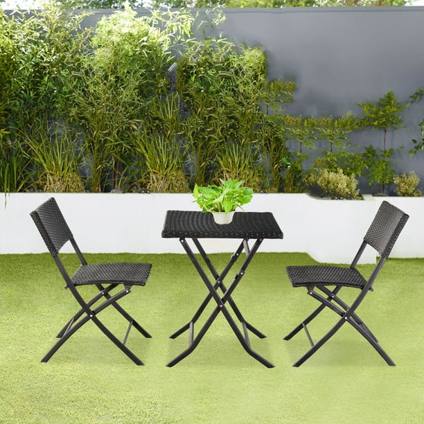 3PCS Outdoor Patio Furniture Sets Clearance, Foldable Wicker Patio