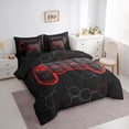 thumbnail image 3 of Manfei Cartoon Game Console Bedding Comforter Set 7pcs for Teens, Red Gamer Gamepad Queen Bedding Sets, Futuristic Honeycomb Reversible Queen Sheet Sets, Microfiber Bedroom Decor, 3 of 7