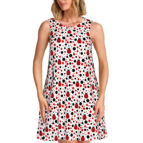 Disketp Ladybugs 2 para Vestido sin Mangas para Mujeres, Vestidos de Verano para Mujeres, Casual y Holgado para la Playa