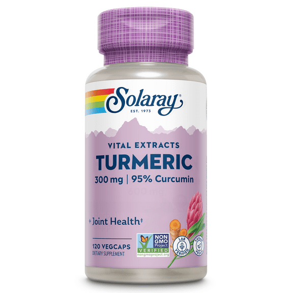 Solaray Turmeric 300 mg - Joint Support Supplement - Turmeric Root Extract with 95% Curcumin - Joint Health and Heart Health Support - Vegan, Lab Verified, 60-Day Guarantee (120 CT)