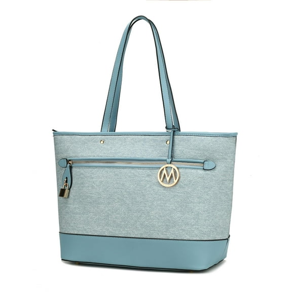 MKF Collection Juno Tote Bag for Women, Vegan Leather Top Handle Shoulder Bag Work Handbag By Mia K - Denim Blue