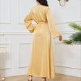 thumbnail image 7 of ICHUANYI Womens Muslim Dress Solid V Neck Long Sleeve Dress Full Length Daily Casual Dress, 7 of 7