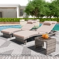 thumbnail image 3 of Danrelax Ensemble de 3 Chaises Longues Inclinables, Dossier Moderne Réglable et Table d'Appoint, Beige, 3 of 10