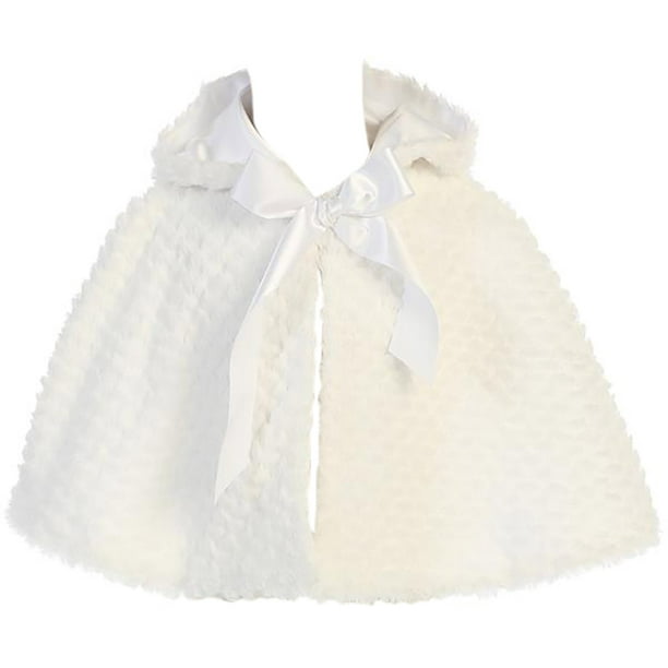 Little Girls Faux Fur Hood Flower Girl Bolero Jacket Cover Shrug