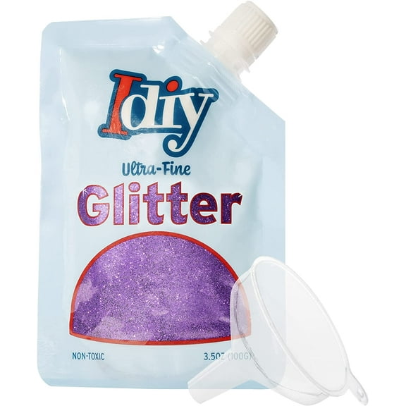 Grape Purple Ultra Fine Glitter (100g, 3.5 oz) Extra Fine Glitter with Easy-Pour Spout Bag & Funnel for Ornaments, Holiday Arts & Crafts, DIY Decorations, Gifts & Cards- Stocking Stuffer for Crafters