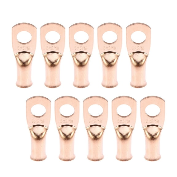 10pcs 6 AWG-5/16" Car Auto Battery Cable Ends Tubular Ring Terminals Closed End Crimp Connectors Copper Tone