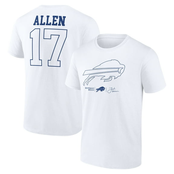 Men's Josh Allen White Buffalo Bills Tonal Name & Number T-Shirt