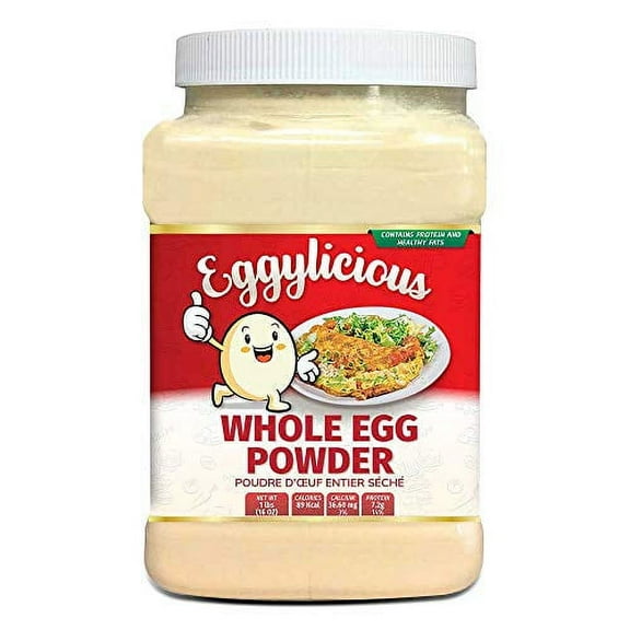 Eggylicious Whole Egg Powder, Dried Natural Protein Powder, Made from Fresh Eggs White & Yolk mixed, Pasteurized, 1lbs (16oz)