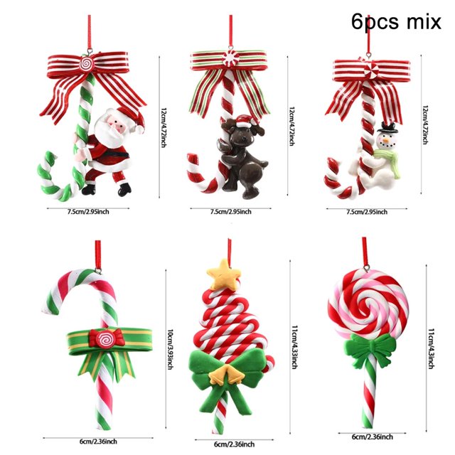 4/14 Uds colgante de Navidad bola de caramelo colgante de caramelo rojo blanco piruleta helado decoración de árbol de Navidad hogar Año Nuevo Navidad 2023