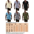 thumbnail image 2 of Gomelly Men Summer Shirts Short Sleeve Linen Shirt Casual Tops Mens Hawaiian Vacation T-shirt Lapel Neck T Gray 3XL, 2 of 2