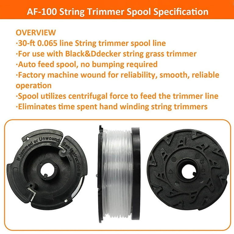 For Black & Decker Replacement String Trimmer Line Spool AF-100 Weed Eater  6Pack