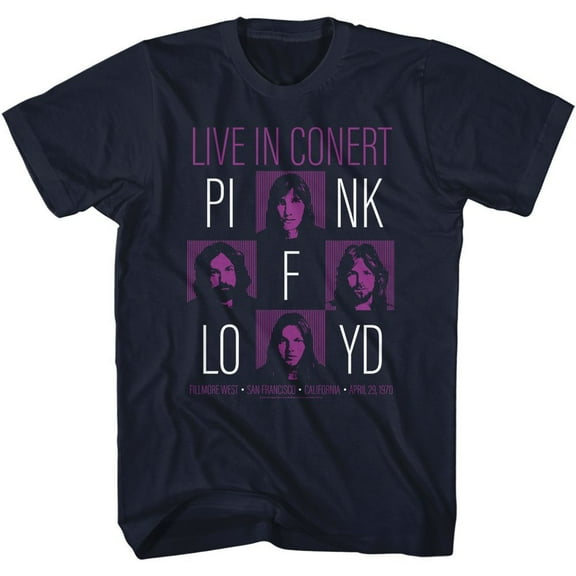 Pink Floyd Live In Concert Navy Adult T-Shirt