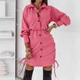 thumbnail image 1 of Fankiway Clair à Manches Longues Robes Femmes à Manches Longues Revers, Couleur Unie Cordon de Serrage Jupe, Robe, Fesses Enveloppé Jupe Courte Robes de Femmes Grande Taille Clair, 1 of 7