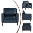 thumbnail image 2 of Coewske 2PCS Modern Faux Leather Accent Chair Comfy Single Sofa Chair for Living Room Bedroom Office Blue, 2 of 8