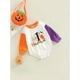 thumbnail image 3 of hirigin Halloween Infant Contrast Color Romper, Baby Girls Boys Spider Web Letter Round Collar Long Sleeve Triangle Bottom Jumpsuit, 3 of 8