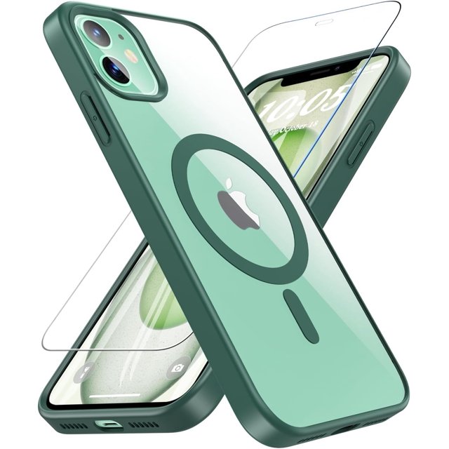 Funda magnética BESINPO para iPhone 11, con protector de pantalla de vidrio templado, compatible con MagSafe, protección total de 360 grados, a prueba de golpes y de grado militar, para iPhone 11