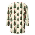 thumbnail image 4 of VKOYWKM Fall T-Shirts Women Christmas Shirts Chritmas Tree Graphic T Shirts 3/4 Sleeve Crew Neck Holiday Tops Loose Fit Tunic Blouses Christmas Gifts, 4 of 5