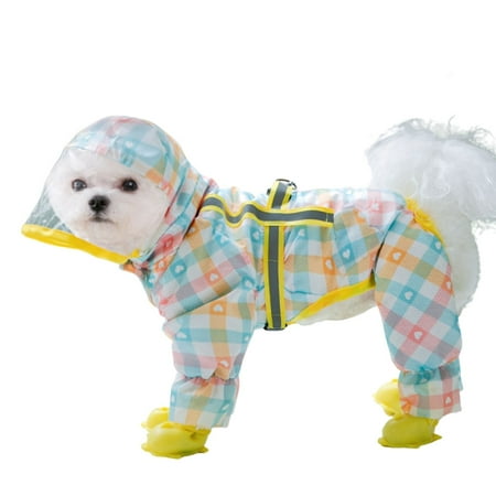 Dog Raincoat and Rain Shoes Set  Full Cover Reflective Dog Jacket  Dog Raincoat with Rain Boots Set for Small Medium Dogs Pink M