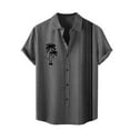 thumbnail image 3 of Mens T-Shirts Casual Short Sleeve Printed Men's Floral Shirts Button Down Tropical Holiday Beach Dark Gray, 3 of 3