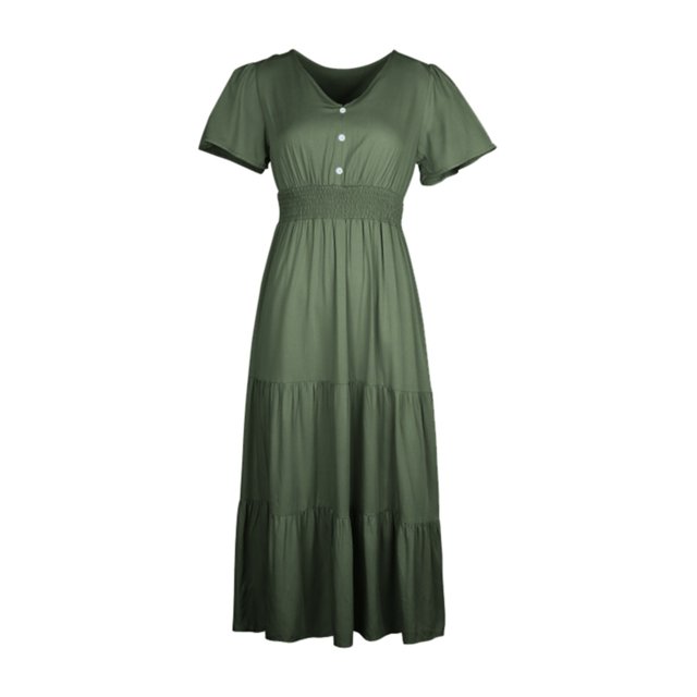 adviicd Robe d'Été pour Femmes, Tunique Décontractée à Manches Courtes, Col Rond, Ample et Fluide, GN2,L