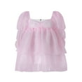 thumbnail image 3 of Women Princess Long Sleeve Puff Dress Mesh Ruffle Square Collar A Line Loose Tulle Mini Dress, 3 of 6