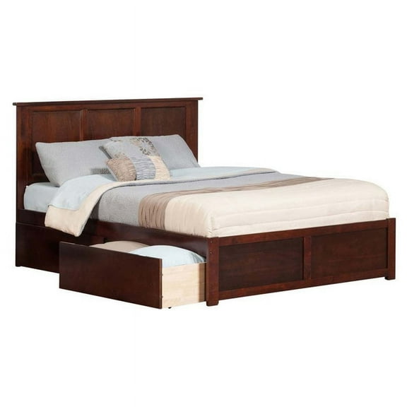 Pemberly Row Traditional Hardwood Storage Platform Bed, King, Walnut