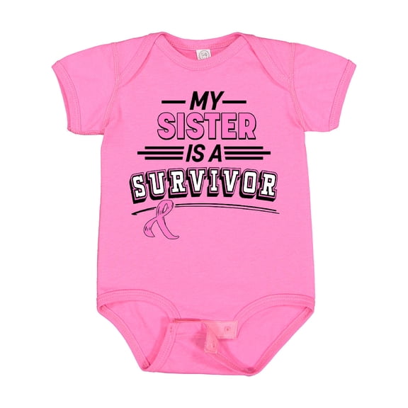 Inktastic My Sister is a Survivor Breast Cancer Awareness Boys or Girls Baby Bodysuit