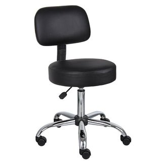 Nicer Interior Caressoft Medical Drafting Stool with Back Cushion - Black