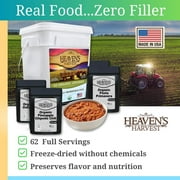 Heaven’s Harvest 25 Year Survival Food Kit + Waterproof Bucket, Emergency Freeze Dried Food Supply (62 servings)
