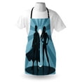 thumbnail image 3 of Superhero Apron Man and Woman Superheroes Costume with Masks Capes Night Protector in Moonlight, Unisex Kitchen Bib Apron with Adjustable Neck for Cooking Baking Gardening, Blue Teal, by Ambesonne, 3 of 3