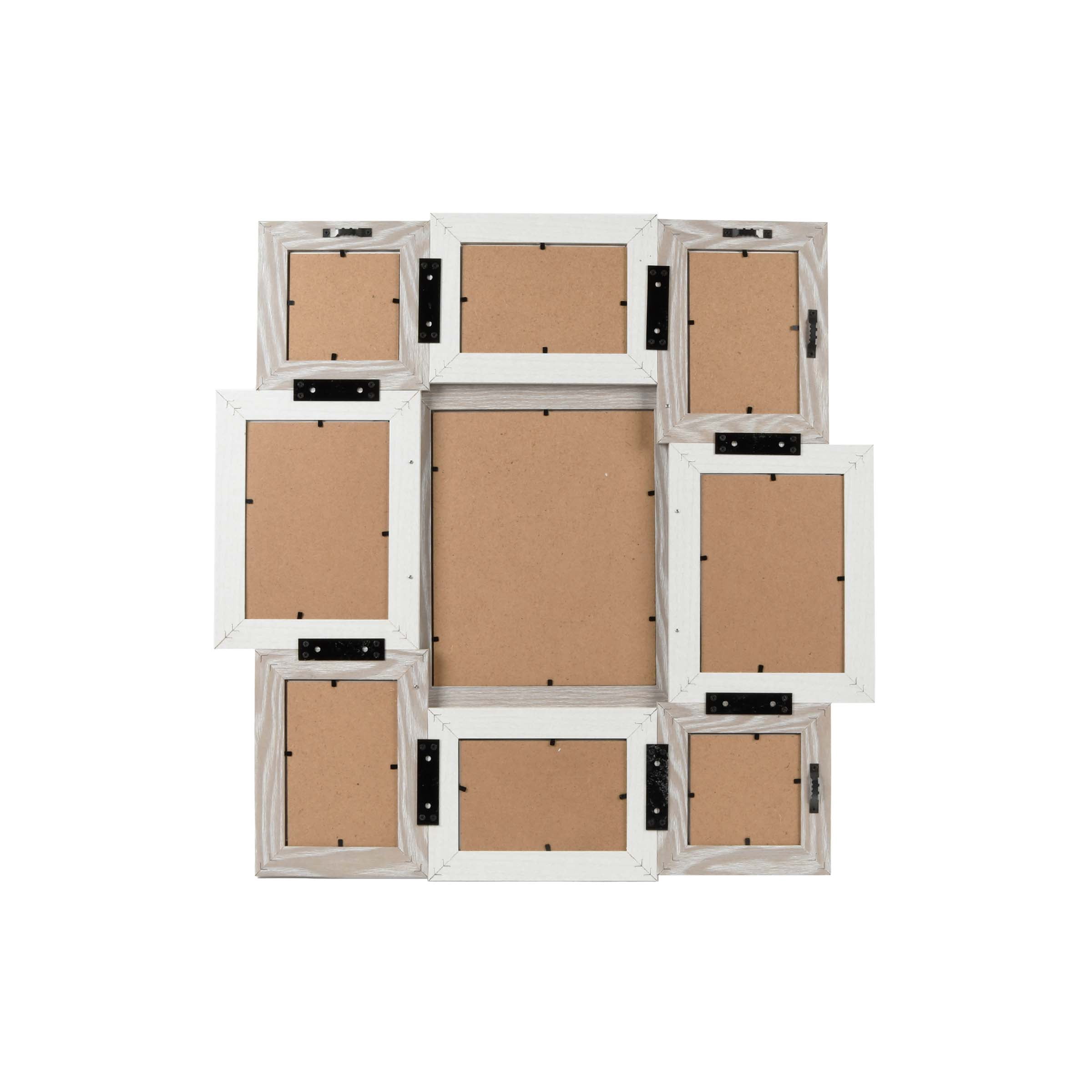 Prinz 9-Opening Multi-Sized Wall Collage Picture Frame, Rustic White-Grey