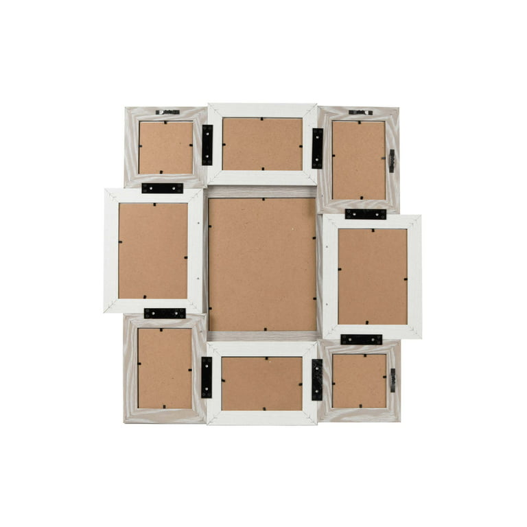 Prinz 9-Opening Multi-sized Wall Collage Picture Frame, Rustic White-Grey, Size: 9 Op