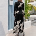 thumbnail image 3 of Japanese Cranes Women's Long Dress Long Sleeves Dress Vintage Dresses Party Maxi Dress High Waist Dress, 3 of 4