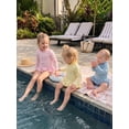 thumbnail image 5 of BemeyourBBs Toddler Baby Girl 2 Piece Swimsuit Set Infant Girls Bathing Suit Long Sleeve Rash Guard Swimwear Frill Mock Neck Eyelet Hollow Out Zipper Swiming Tops Bottoms Bikini Set Summer Beachwear, 5 of 9