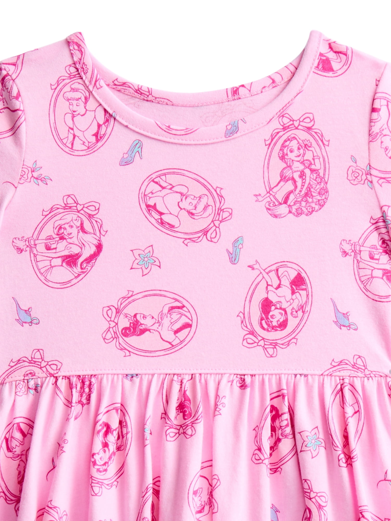 Disney Princess Toddler Girl Allover Print Dress with Short Sleeves, Sizes 12M-5T