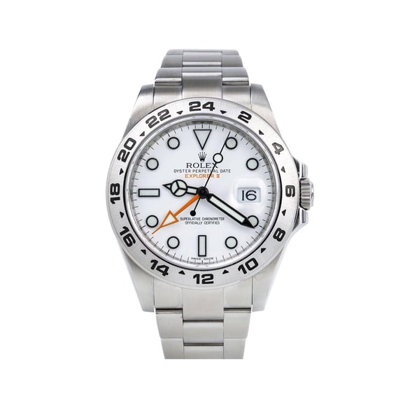 Pre-Owned Rolex Explorer II 42MM 216570 Polar White Dial Stainless Steel Bezel Stainless Steel Oyster Bracelet