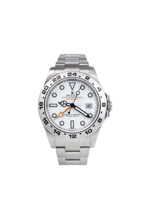 Pre-Owned Rolex Explorer II 42MM 216570 Polar White Dial Stainless Steel Bezel Stainless Steel Oyster Bracelet