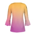 thumbnail image 4 of Pompotops Women's Casual Trumpet 3/4 Sleeve Printed Buttoned Basic Ruched Corset Tunic Tops Pleated T-shirts Blouses Clearance, 4 of 4