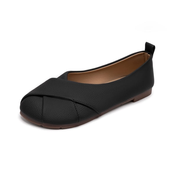 Meckior Women's Flats Shoes Comfortable PU Leather Slip On Round Toe Ballet Flats Casual Dress Flat Shoes for Walking