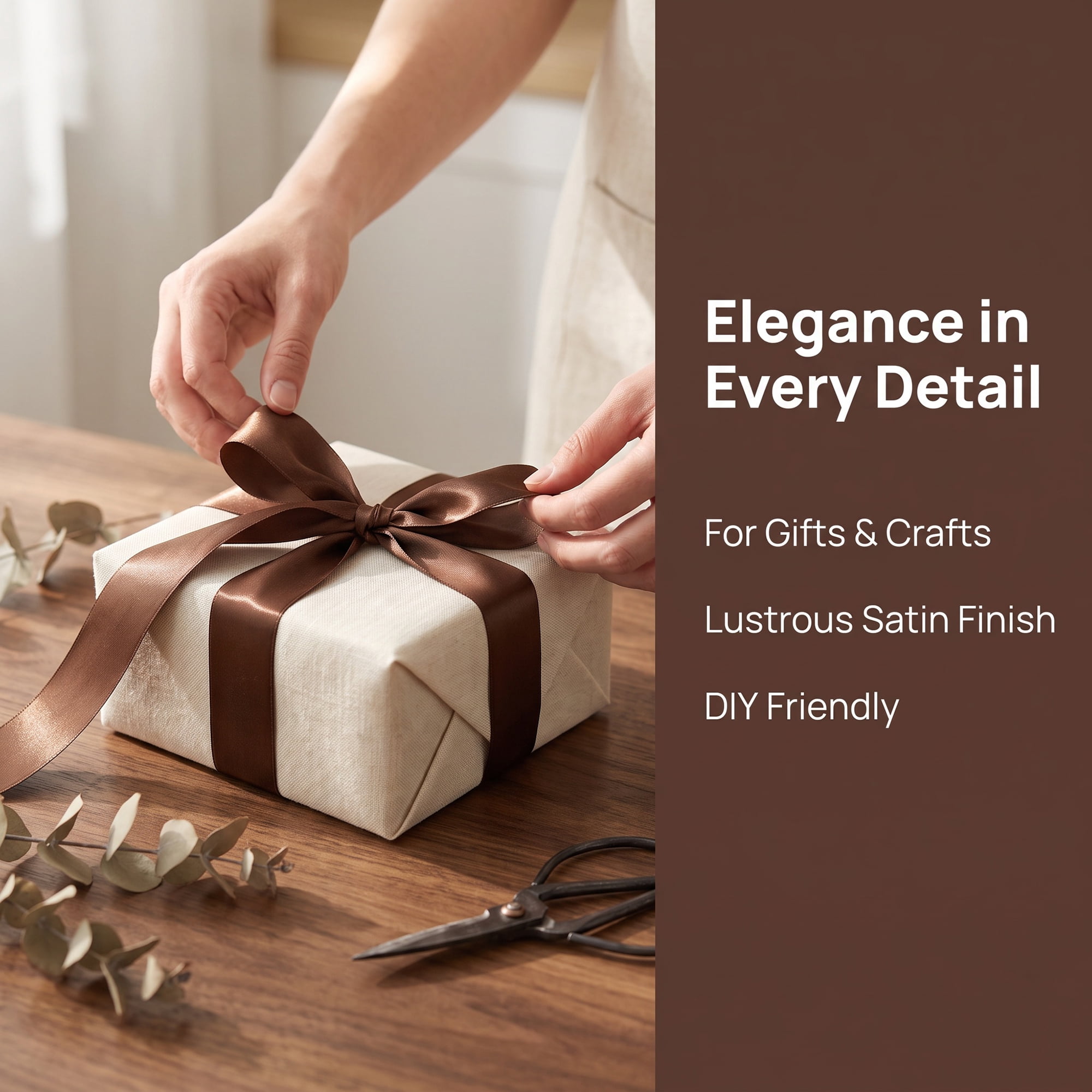 Unique Bargains Elegant Satin Ribbon for Gift Wrapping and Decoration Purposes Coffee