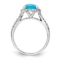 thumbnail image 2 of Cheryl M Sterling Silver Rhodium-plated Cabochon Lab Created Blue Opal and Brilliant Cut CZ Halo with Side Stones Ring, 2 of 5