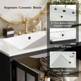 thumbnail image 6 of Christopher Knight Home 30" Bathroom Vanity with Ceramic Sink, Blurred Glass Doors, Wood Frame, Black, 6 of 10