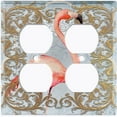 thumbnail image 3 of Metal Light Switch Plate Outlet Cover Elegant Flamingo Frame Blue Gray Damask FGO012, 3 of 13