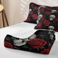 thumbnail image 4 of Homewish Hipple Sugar Skull Twin Quilt Set,Romantic Red Rose Twin Coverlet Set,Halloween Duvet,2pcs, 4 of 7