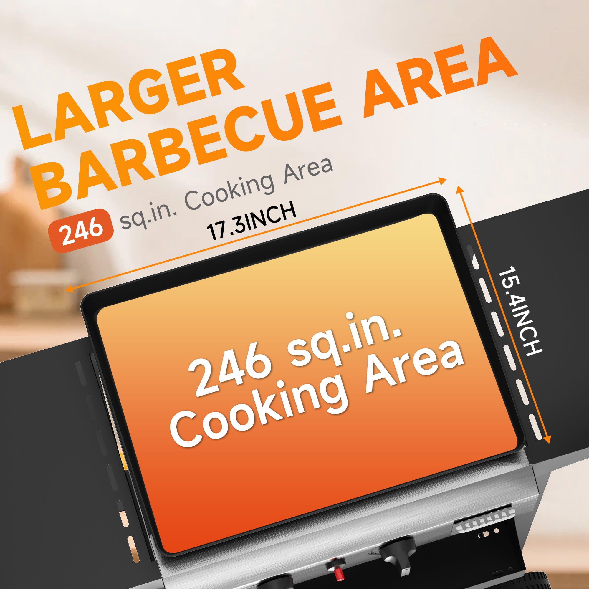 SKOK 17'' 2-Burner Portable Flat Top Gas Griddle with Hood, 30,000 BTU Outdoor Propane Griddle Station, 246 Sq. In. Cooking Surface for BBQ, Camping, Tailgating, Silver