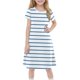 thumbnail image 3 of Girls Summer Dress Tween Dresses Casual Striped Dress Short Sleeve Soft Comfortable Fit Perfect for Everyday Wear Ages 5-12 ,Sie:160, 3 of 7