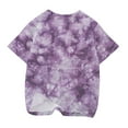 thumbnail image 4 of AJTQTH Cute Summer Tops for Kids Boys Girls Casual Short Sleeve Tie Dye Gradient Print Crew Neck Basic Tees Shirt Loose Fit Soft Cotton T-Shirts Purple 5-6 Years, 4 of 5