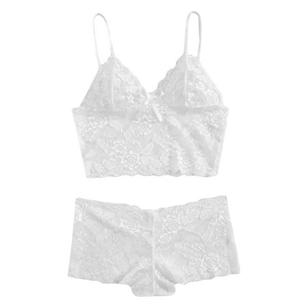 

Knosfe Bra and Panty Set for Women Lace Floral Babydoll Lingerie Set XL