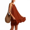 thumbnail image 4 of QUNYINEY Midi Womens Dress Solid Cotton Sleeveless Summer Sundress A Line Loose Fit Ruffle Crew Neck Casual Dresses, 4 of 9