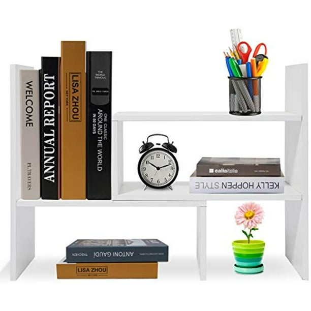 Hossejoy Wood Adjustable Desktop Storage Organizer Display Shelf Rack